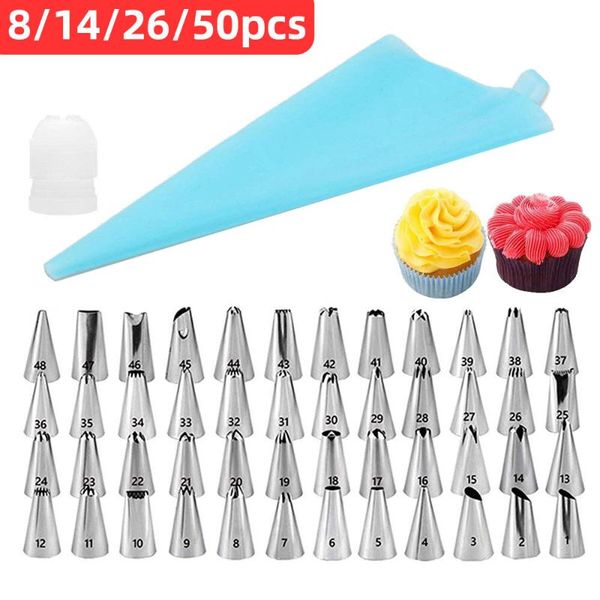 baking & pastry tools 50/26/14/8 pcs silicone bag tips kitchen diy 48 icing piping nozzle + cream reusable cake decorating bags
baking & pastry tools 50/26/14/8 pcs silicone bag tips kitchen diy 48 icing piping nozzle + cream reusable cake decorating bags