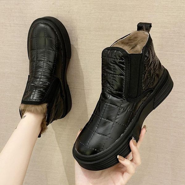 boots pu leather waterproof ankle for women winter faux fur warm snow woman comfortable flat heel platform shoes, Black
boots pu leather waterproof ankle for women winter faux fur warm snow woman comfortable flat heel platform shoes, Black