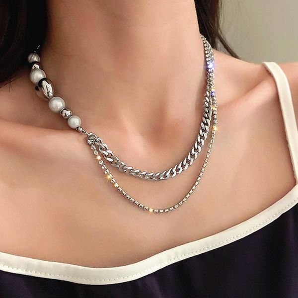 chains korean ins reflective pearl crystal double-layer necklaces sweet heart design cool girl clavicle chain women jewelry, Silver
chains korean ins reflective pearl crystal double-layer necklaces sweet heart design cool girl clavicle chain women jewelry, Silver