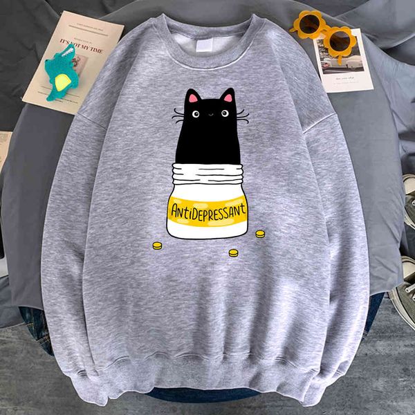 men's hoodie, in bottle cat print, casual sweater, loose pocket, hip-hop animation clothing, autumn, novelty, Black
men's hoodie, in bottle cat print, casual sweater, loose pocket, hip-hop animation clothing, autumn, novelty, Black