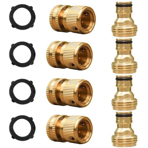 4 pack garden hose quick connectors solid brass 3/4 inch ght thread easy connect fittings no-leak water hose male female
4 pack garden hose quick connectors solid brass 3/4 inch ght thread easy connect fittings no-leak water hose male female