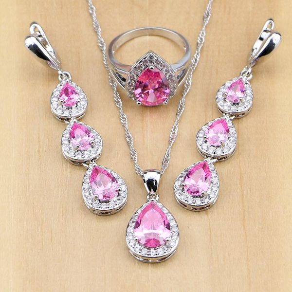 wedding jewelry sets water drop pink cz 925 sterling silver bridal for women long earrings/pendant/necklace/ring, Slivery;golden
wedding jewelry sets water drop pink cz 925 sterling silver bridal for women long earrings/pendant/necklace/ring, Slivery;golden