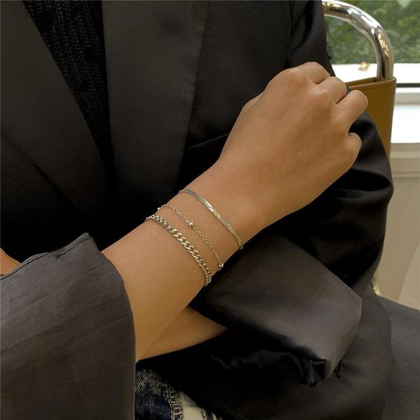 link, chain korean flat snake bone multilayer set bracelet classic stylish temperament metal round bead geometric trinket, Black
link, chain korean flat snake bone multilayer set bracelet classic stylish temperament metal round bead geometric trinket, Black