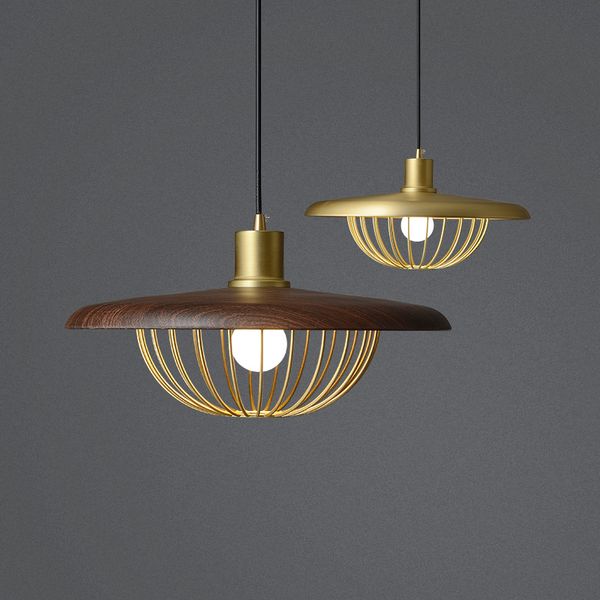 

modern wood e27 pendant lights simple cage shape hanging lamp fixture restaurant home decor lights kitchen lighting