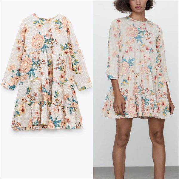 za floral print mini summer women dress elegant long sleeve o neck party dresses woman flounced hem vintage pleated, Black;gray
za floral print mini summer women dress elegant long sleeve o neck party dresses woman flounced hem vintage pleated, Black;gray