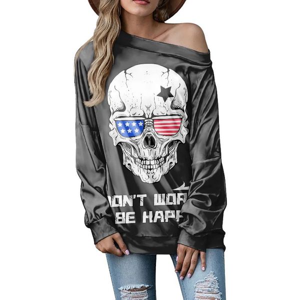 women's t-shirt summer skull print 2021 fashion off shoulder long sleeve dress loose casual pullover blouses, White
women's t-shirt summer skull print 2021 fashion off shoulder long sleeve dress loose casual pullover blouses, White