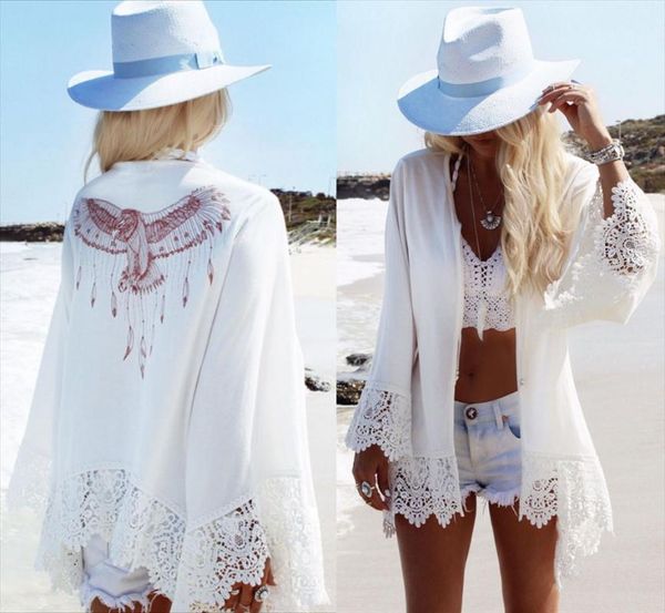 women's swimwear 2021 beach summer women casual boho kimono cardigan white lace chiffon loose printed blouse shirt beachwear, White;black
women's swimwear 2021 beach summer women casual boho kimono cardigan white lace chiffon loose printed blouse shirt beachwear, White;black