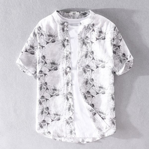 2021 new 100% linen italy brand shirt fashion stand collar for men casual short sleeve breathable shirts male overhemd chemise pr7v, White;black
2021 new 100% linen italy brand shirt fashion stand collar for men casual short sleeve breathable shirts male overhemd chemise pr7v, White;black