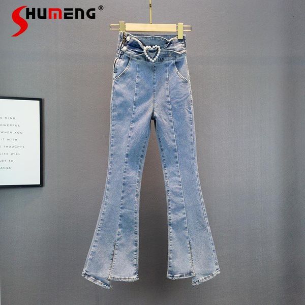 women's jeans 2021 spring fall european beaded bootcut denim pants high waist elastic women trousers slit bell-bottom fashion, Blue
women's jeans 2021 spring fall european beaded bootcut denim pants high waist elastic women trousers slit bell-bottom fashion, Blue