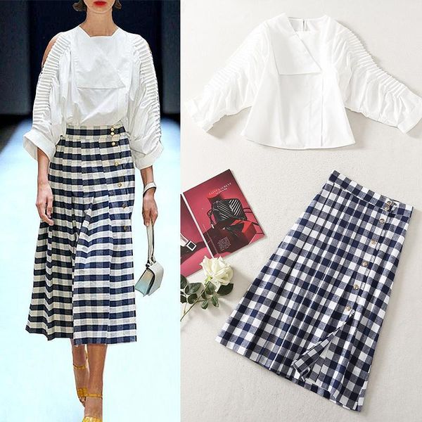 two piece dress sweet spring in the summer of design feeling shirt suit plaid skirt temperament to reduce age, White
two piece dress sweet spring in the summer of design feeling shirt suit plaid skirt temperament to reduce age, White