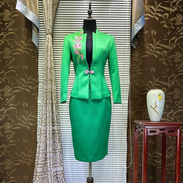 ustomize blazers suit green skirt women grade formal suits luxury chinese style tang blazer & with emboridery two piece dress, White
ustomize blazers suit green skirt women grade formal suits luxury chinese style tang blazer & with emboridery two piece dress, White