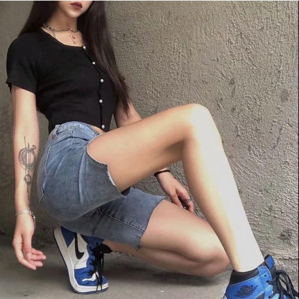 women's pants & capris xuxi denim shorts women high waist slimming loose straight five-point summer 2021 e2339, Black;white
women's pants & capris xuxi denim shorts women high waist slimming loose straight five-point summer 2021 e2339, Black;white