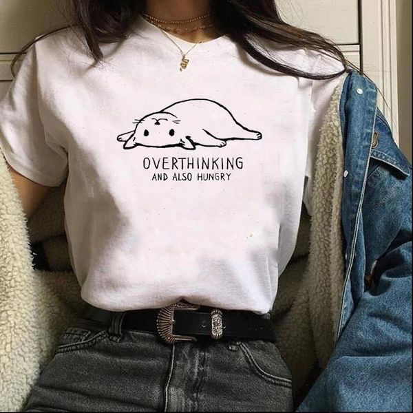women lady t shirt funny overthinking cat printed tshirt ladies short sleeve tee shirt women female graphic t shirt, White
women lady t shirt funny overthinking cat printed tshirt ladies short sleeve tee shirt women female graphic t shirt, White
