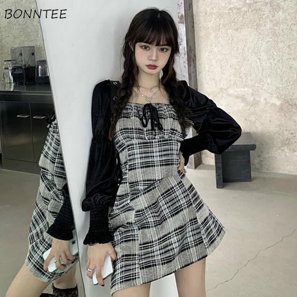 casual dresses women plaid bow student slim puff sleeve ladies clubwear fashion square collar spring sweet lovely ulzzang vestido party, Black;gray
casual dresses women plaid bow student slim puff sleeve ladies clubwear fashion square collar spring sweet lovely ulzzang vestido party, Black;gray