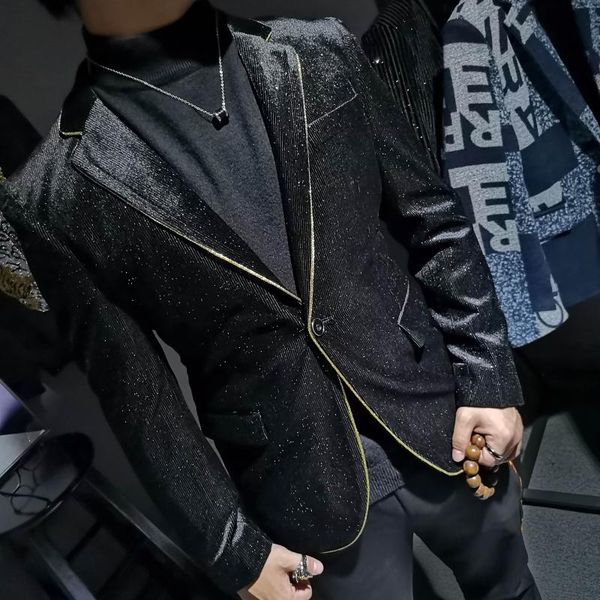 men's suits & blazers autumn winter korean style velvet stripe blazer man hombre casual terno masculino stylish for men, White;black
men's suits & blazers autumn winter korean style velvet stripe blazer man hombre casual terno masculino stylish for men, White;black