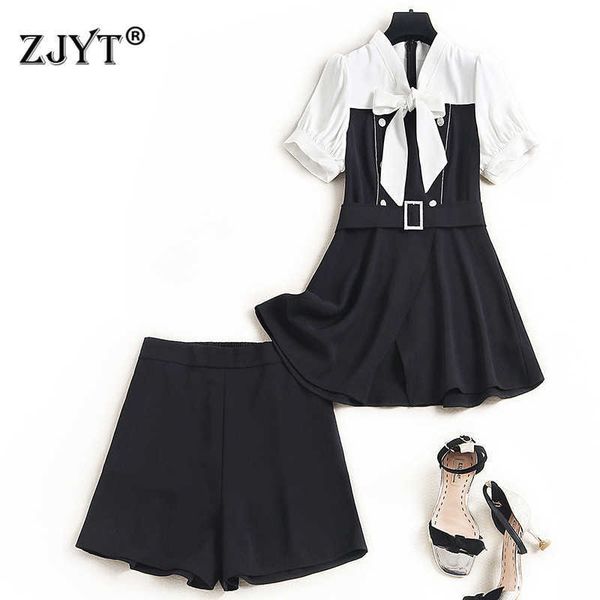 elegant summer office lady suit women patchwork bow collar shirt and shorts two piece set designers party outfits 210601, White
elegant summer office lady suit women patchwork bow collar shirt and shorts two piece set designers party outfits 210601, White