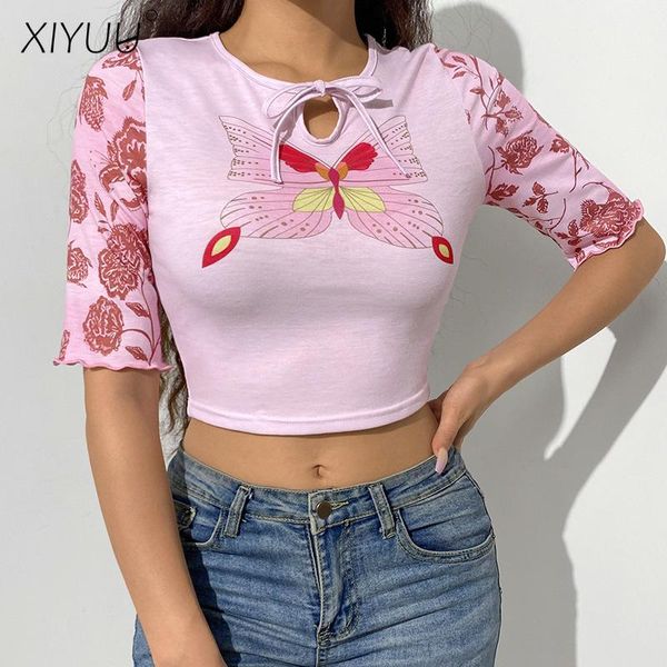 women's t-shirt xiyuu bow crop y2k tee shirts for women butterfly print streetwear summer half sleeve short casual female, White
women's t-shirt xiyuu bow crop y2k tee shirts for women butterfly print streetwear summer half sleeve short casual female, White