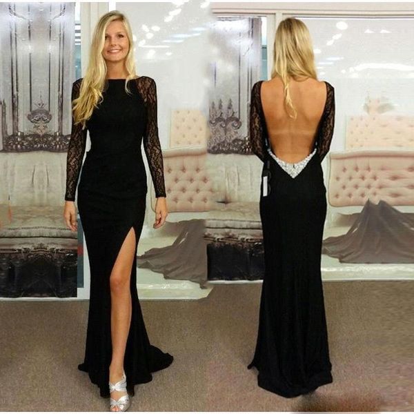 black evening dresses mermaid long sleeves lace backless floor length side slit custom made prom party gown 2021 vestido, Black;red
black evening dresses mermaid long sleeves lace backless floor length side slit custom made prom party gown 2021 vestido, Black;red