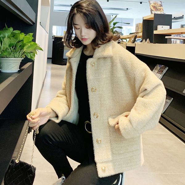 2021 new autumn winter faux mink veet fur women fashion woolen coat female jacket pp329 186m, Black
2021 new autumn winter faux mink veet fur women fashion woolen coat female jacket pp329 186m, Black