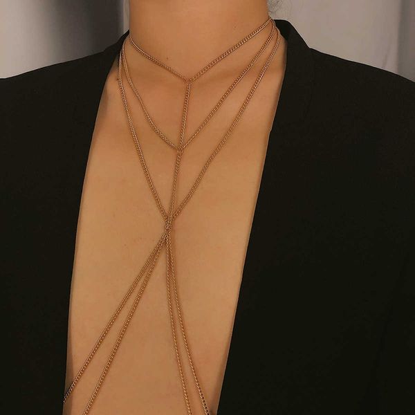 jewelry fashion nightclub style simple clothing female geometry multi-layer tassel body chain, Silver
jewelry fashion nightclub style simple clothing female geometry multi-layer tassel body chain, Silver