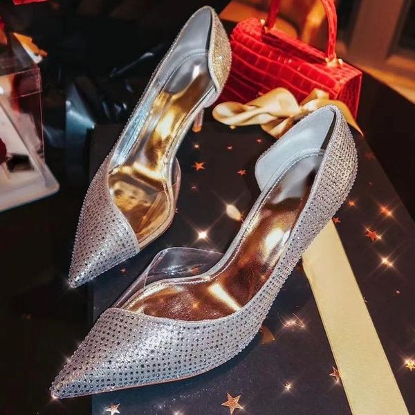 dress shoes 2021 autumn sequin rhinestones shiny pointed transparent film stiletto mid-heel high heels wedding toe box, Black
dress shoes 2021 autumn sequin rhinestones shiny pointed transparent film stiletto mid-heel high heels wedding toe box, Black