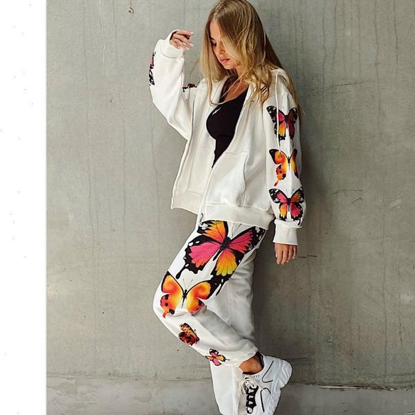 2 pieces set autumn womens tracksuits tracksuit butterfly printed suit long sleeve zip hooded jackets pants white black, Gray
2 pieces set autumn womens tracksuits tracksuit butterfly printed suit long sleeve zip hooded jackets pants white black, Gray