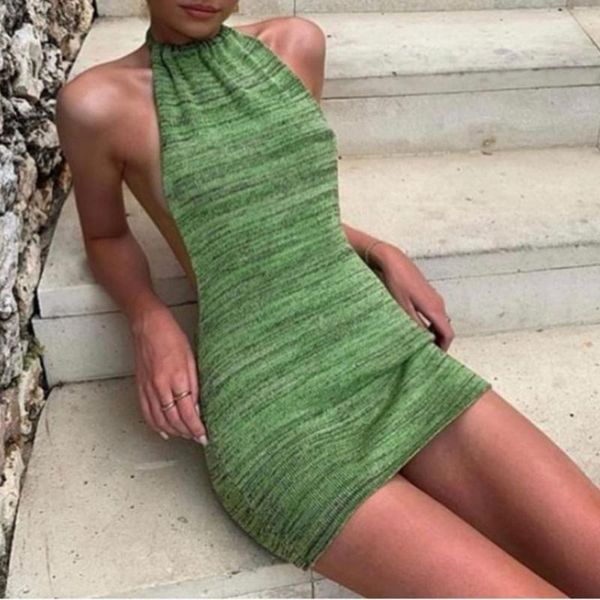 casual dresses women dress sleeveless bodycon cotton blend halter backless mini party summer 2021, Black;gray
casual dresses women dress sleeveless bodycon cotton blend halter backless mini party summer 2021, Black;gray