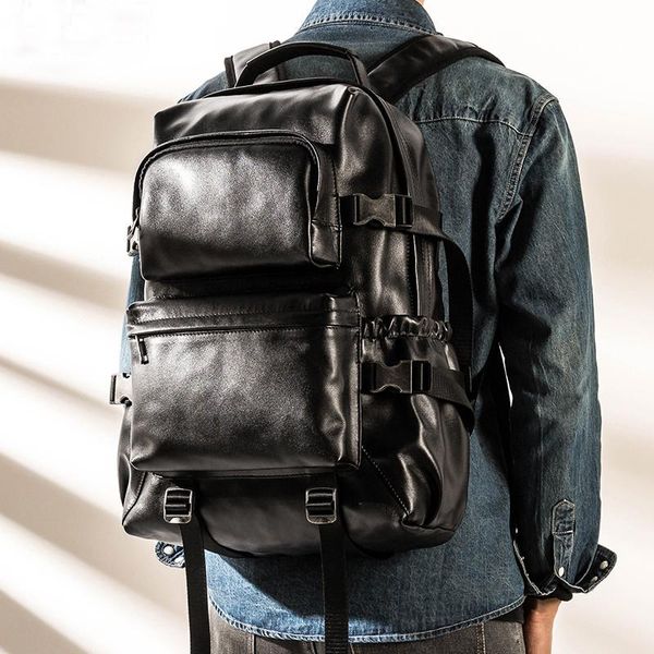 backpack genuine leather men outdoor travel natural real cowhide large capacity black bagpack lapbookbag
backpack genuine leather men outdoor travel natural real cowhide large capacity black bagpack lapbookbag