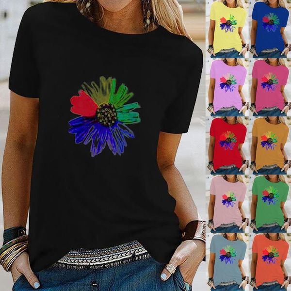 women's t-shirt colorful daisy petal print t shirt women short sleeve o neck loose tshirt summer tee camisetas mujer 526#g, White
women's t-shirt colorful daisy petal print t shirt women short sleeve o neck loose tshirt summer tee camisetas mujer 526#g, White