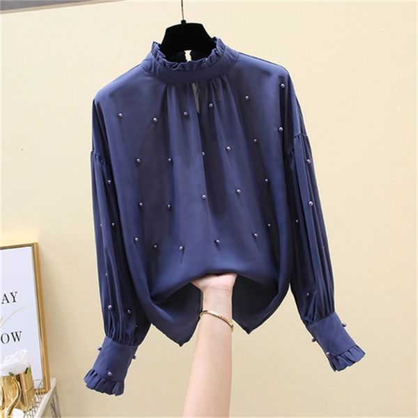 collar-coloured blouse for female 2021 spring new frizzy chiffon shirt of the lady with long sleeves all-match blue pn3z, Black
collar-coloured blouse for female 2021 spring new frizzy chiffon shirt of the lady with long sleeves all-match blue pn3z, Black