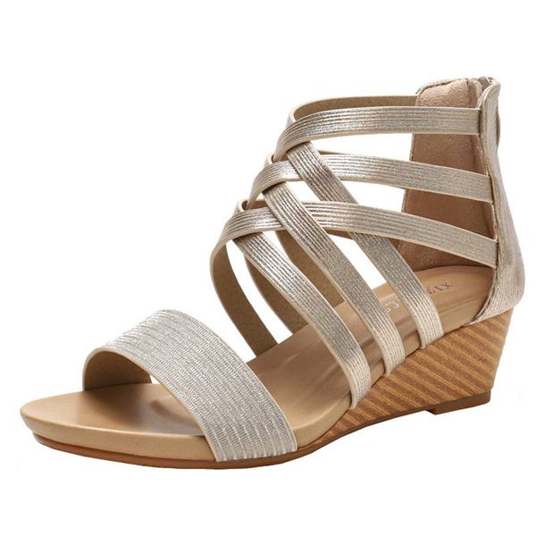 sandals wedge roman for women's retro open-toe rear zip-up round toe shoes holiday travel comfort, Black
sandals wedge roman for women's retro open-toe rear zip-up round toe shoes holiday travel comfort, Black