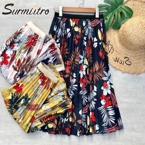 surmiitro summer midi long pleated skirt women korean style black floral print mid-length high waist a line skirt female 210712
surmiitro summer midi long pleated skirt women korean style black floral print mid-length high waist a line skirt female 210712