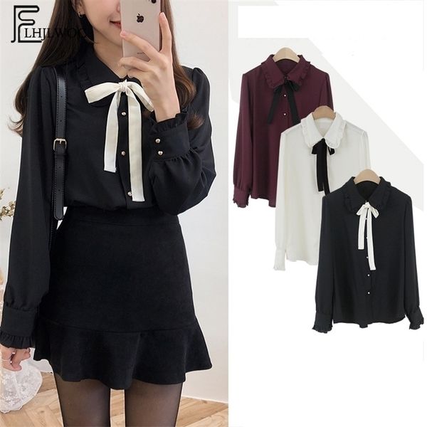 chiffon blouses shirts s preppy style girls bow tie cute sweet korean temperament lady peter pan collar shirt 220311, White
chiffon blouses shirts s preppy style girls bow tie cute sweet korean temperament lady peter pan collar shirt 220311, White