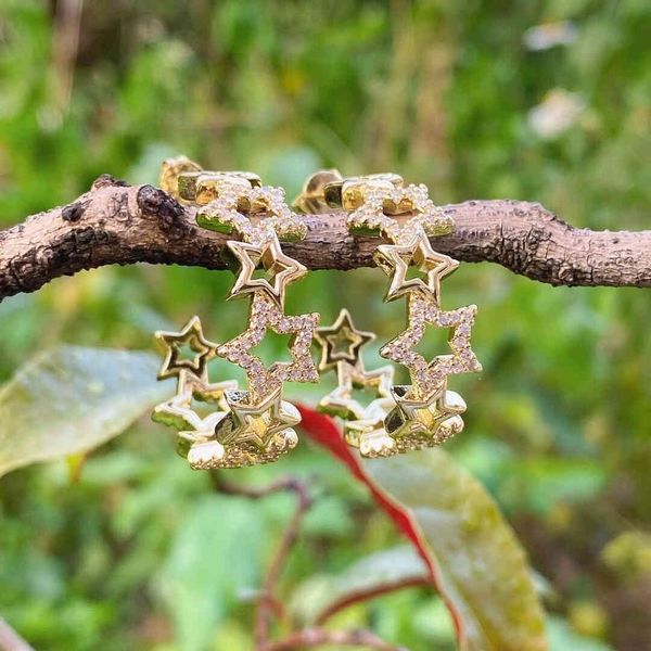 5pairs clear crystal women fashion hollow out star gold filled earrings 2021 jewelry lady piercing, Silver 
5pairs clear crystal women fashion hollow out star gold filled earrings 2021 jewelry lady piercing, Silver