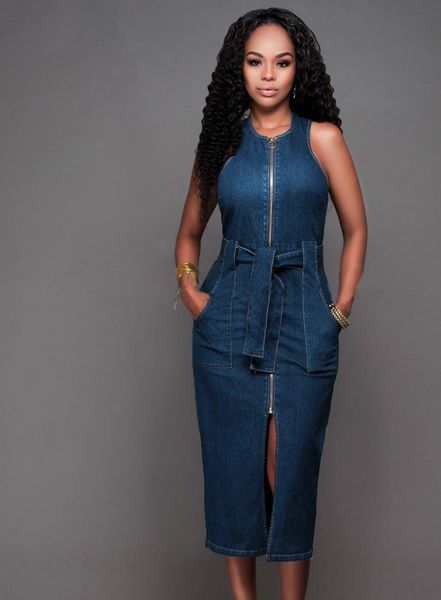 2021 women sleeveless jeans casual slim blue jeans bodycon sashes long dresses zipper pockets denim dress vestido plus size, Black;gray
2021 women sleeveless jeans casual slim blue jeans bodycon sashes long dresses zipper pockets denim dress vestido plus size, Black;gray