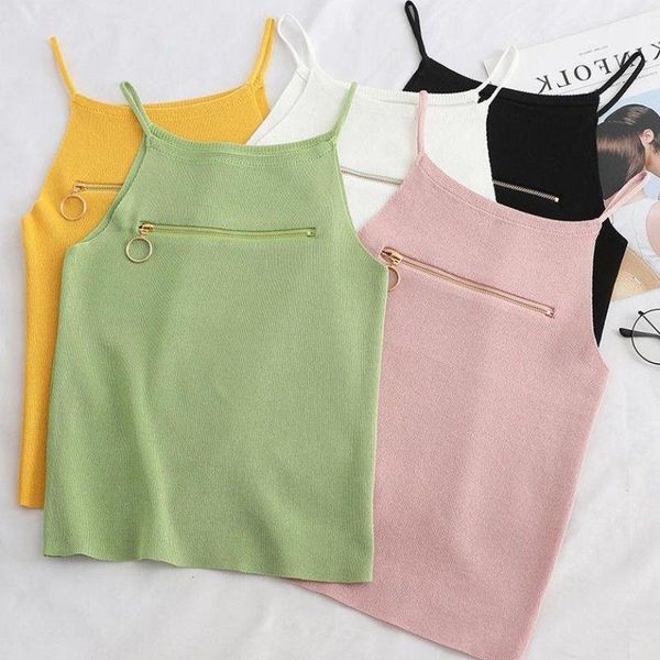 women's tanks & camis summer womens camisole female knitted solid zipper chic women street ladies sleeveless spaghetti, White
women's tanks & camis summer womens camisole female knitted solid zipper chic women street ladies sleeveless spaghetti, White