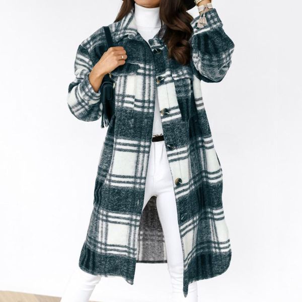women's wool & blends faux thin coat trench jacket ladies plaid print turn-down collar slim long overcoat female outwear thick warm, Black
women's wool & blends faux thin coat trench jacket ladies plaid print turn-down collar slim long overcoat female outwear thick warm, Black
