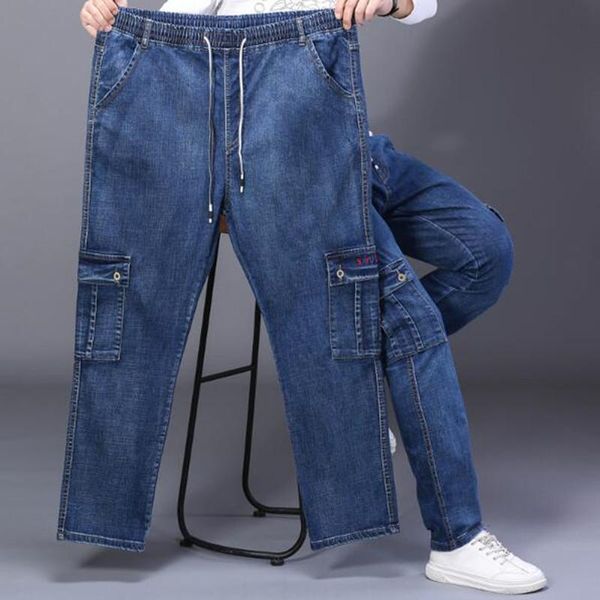 men's jeans high waisted, loose, straight, plus-size fat man stretch, multi-pocket plus size 46 48, Blue
men's jeans high waisted, loose, straight, plus-size fat man stretch, multi-pocket plus size 46 48, Blue