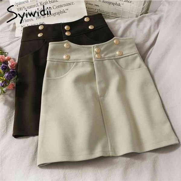button skirt for women high waist casual a-line pockets solid black spring summer korean fashion mini skirts 210607
button skirt for women high waist casual a-line pockets solid black spring summer korean fashion mini skirts 210607