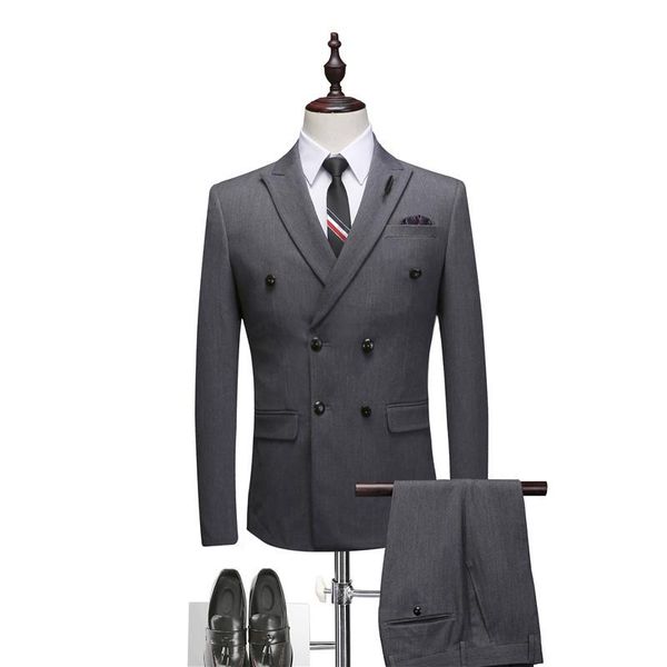 men's suits & blazers 2021 slim fit gray/black men for wedding double breasted suit with pants classic business dress, White;black
men's suits & blazers 2021 slim fit gray/black men for wedding double breasted suit with pants classic business dress, White;black