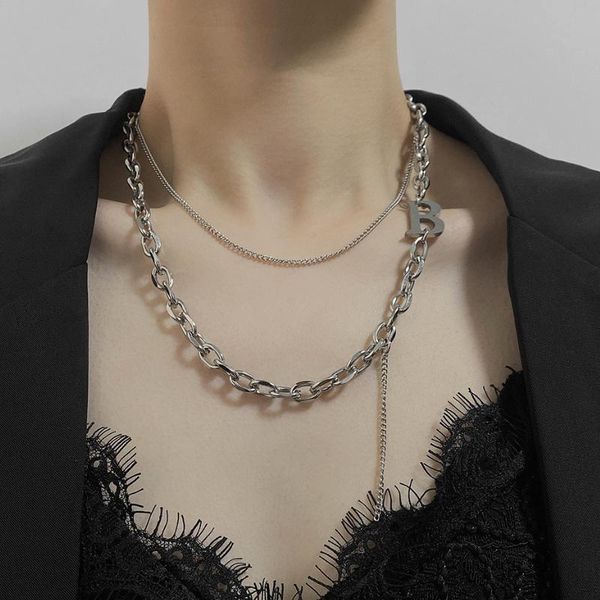 pendant necklaces vsnow luxury double layer hollow letter b long tassel chokers necklace for women chunky chain stainless steel jewelry, Silver
pendant necklaces vsnow luxury double layer hollow letter b long tassel chokers necklace for women chunky chain stainless steel jewelry, Silver