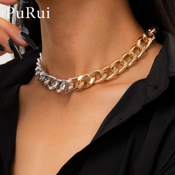 PuRui Punk Rock Mixed Color Cuban Link Chain Choker Necklace 2021 New Aluminium Thick Chain Necklace Collar Clavicle Jewelry, Golden;silver
PuRui Punk Rock Mixed Color Cuban Link Chain Choker Necklace 2021 New Aluminium Thick Chain Necklace Collar Clavicle Jewelry, Golden;silver