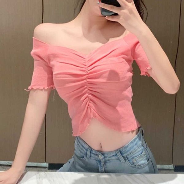womengaga pink short t-shirt summer slash neck strapless pleated tee korean women kawaii goth clothes t shirts qp8 210603, White
womengaga pink short t-shirt summer slash neck strapless pleated tee korean women kawaii goth clothes t shirts qp8 210603, White