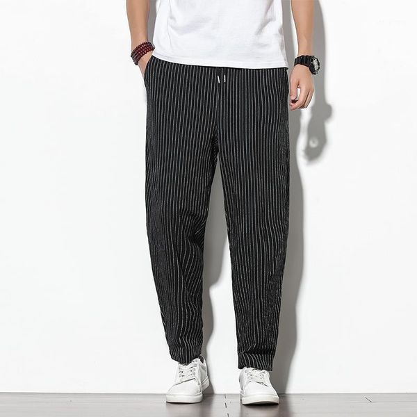 men's pants cotton linen striped men harem nice fashion korean style hip hop streetwear mens jogger casual male trousers, Black
men's pants cotton linen striped men harem nice fashion korean style hip hop streetwear mens jogger casual male trousers, Black