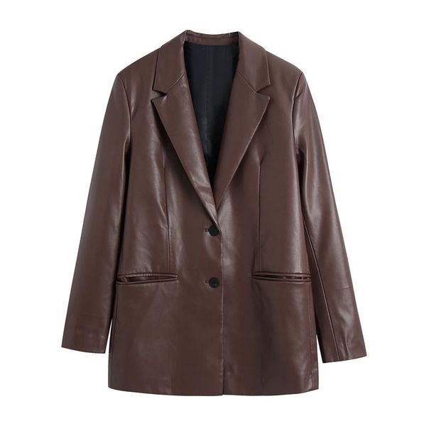 women's suits & blazers mesttraf women 2021 fashion faux leather blazer coat vintage long sleeve welt pockets female outerwear streetwe, White;black
women's suits & blazers mesttraf women 2021 fashion faux leather blazer coat vintage long sleeve welt pockets female outerwear streetwe, White;black