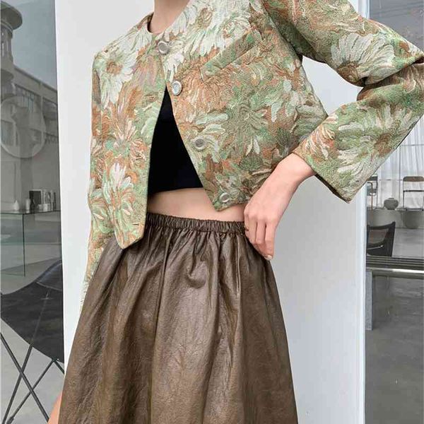 women's down & parkas vintage jacquard cropped jacket women oil painting designer short coat green autumn outwear korean fashion c, Black
women's down & parkas vintage jacquard cropped jacket women oil painting designer short coat green autumn outwear korean fashion c, Black