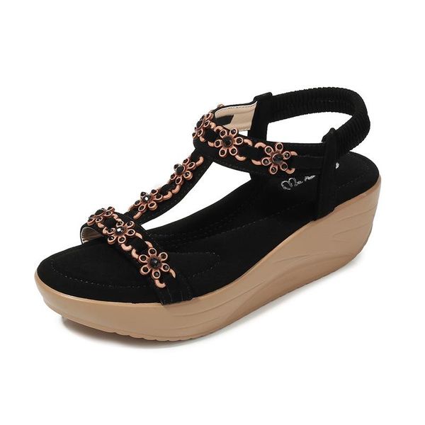 2021 the new listing women sandals t-strap elastic band wedges heel fashion casaul flower bohemian style women's sandals, Black
2021 the new listing women sandals t-strap elastic band wedges heel fashion casaul flower bohemian style women's sandals, Black