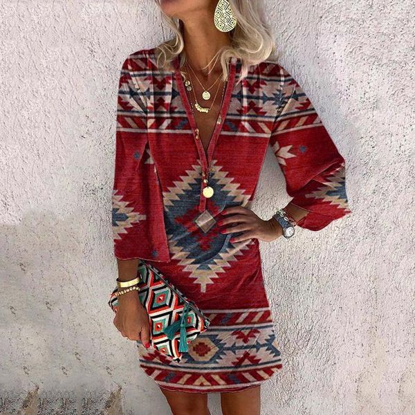 casual dresses retro ethnic style mini dress summer 2021 loose long sleeve v neck geometric print beach women clothing, Black;gray
casual dresses retro ethnic style mini dress summer 2021 loose long sleeve v neck geometric print beach women clothing, Black;gray