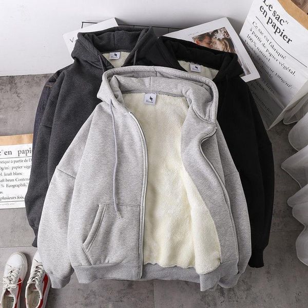 women's hoodies & sweatshirts autumn winter imitation lamb wool korean loose plus velvet thick zipper sweatshirt jacket women solid co, Black
women's hoodies & sweatshirts autumn winter imitation lamb wool korean loose plus velvet thick zipper sweatshirt jacket women solid co, Black