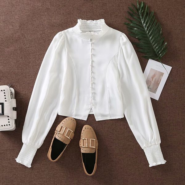 winter cardigan fashion ladies simple casual lotus leaf collar casual blouse slim fit shirt size xs-l, White
winter cardigan fashion ladies simple casual lotus leaf collar casual blouse slim fit shirt size xs-l, White
